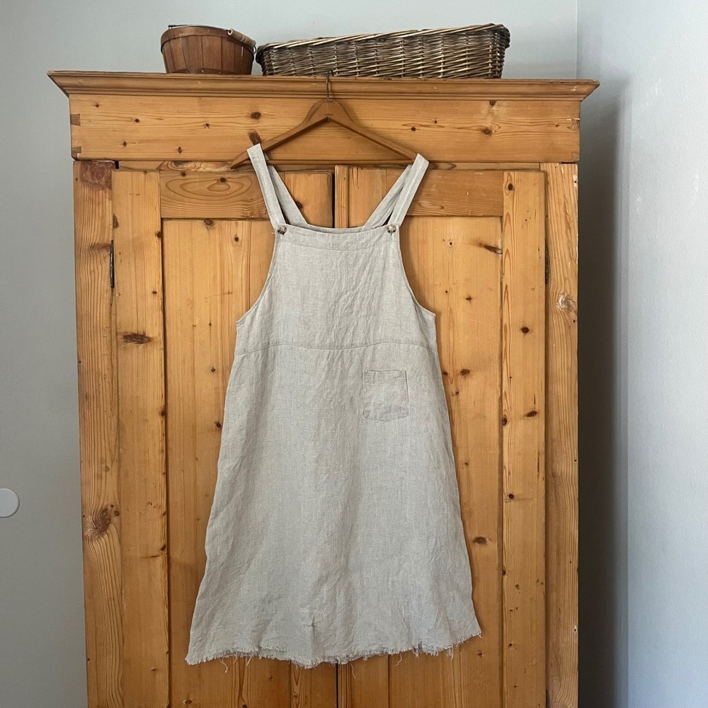 Vintage 100% Linen Pinafore Dress